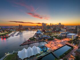 Baltimore, Maryland, USA Skyline Looking Over the Inner Harbor
