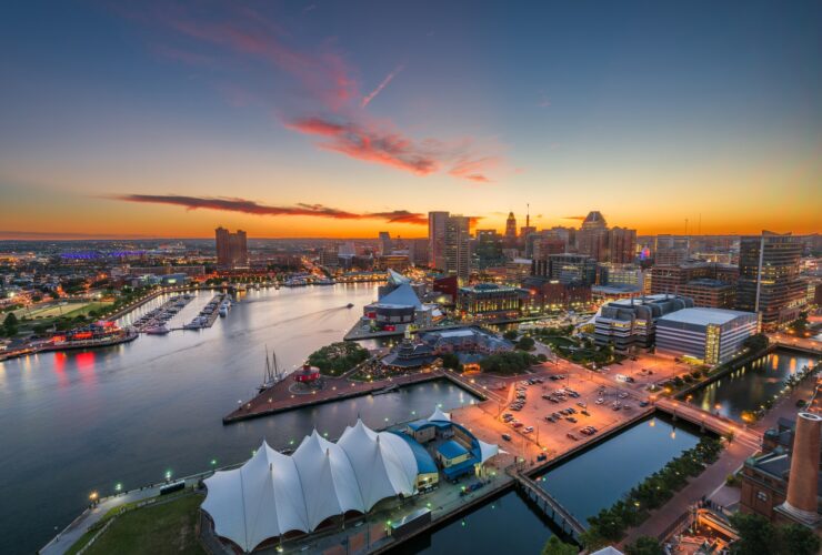 Baltimore, Maryland, USA Skyline Looking Over the Inner Harbor