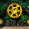 Bilogirya, Khmelnytsky region, UKRAINE - August 19, 2021: semi-tracked John Deere combine