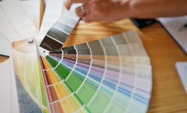 Catalogue of colors for interior and exterior design. Shades of color menu