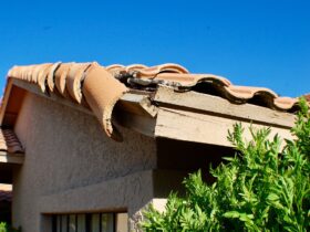 Damage to roof on house from storm