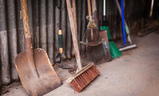 Garden tools in a shed
