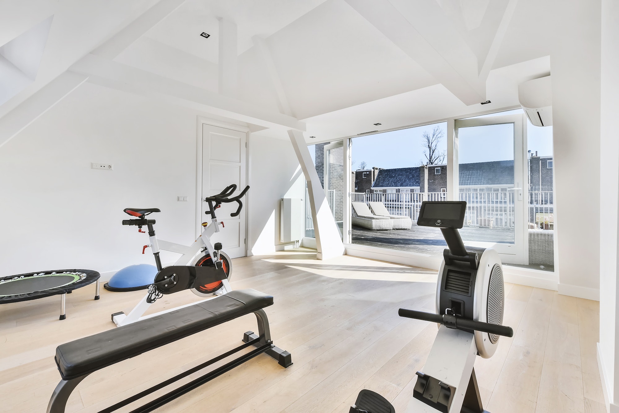 House training gym with exercising machines