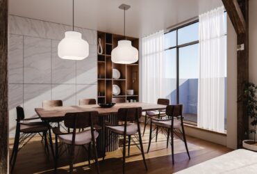 House with a wooden table and modern furniture