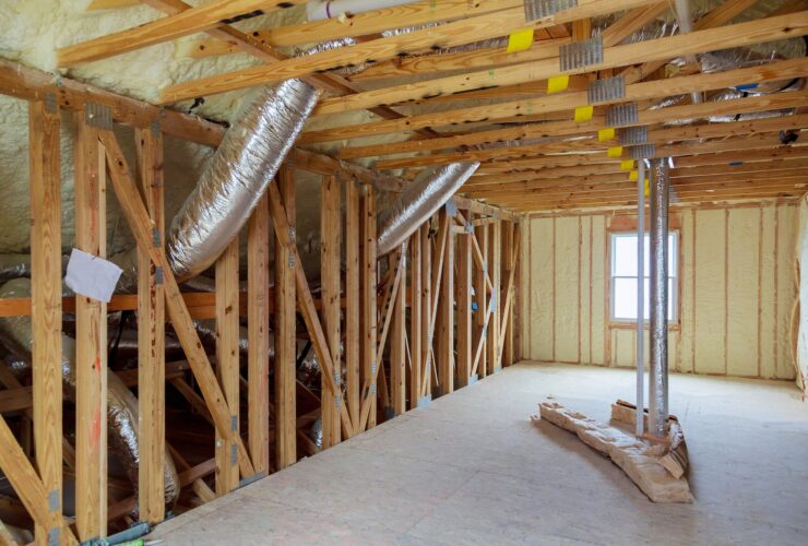 Insulation of attic with thermal insulation cold barrier and insulation material thermal insulation