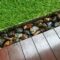 Lawn and rocks at the edge of balcony