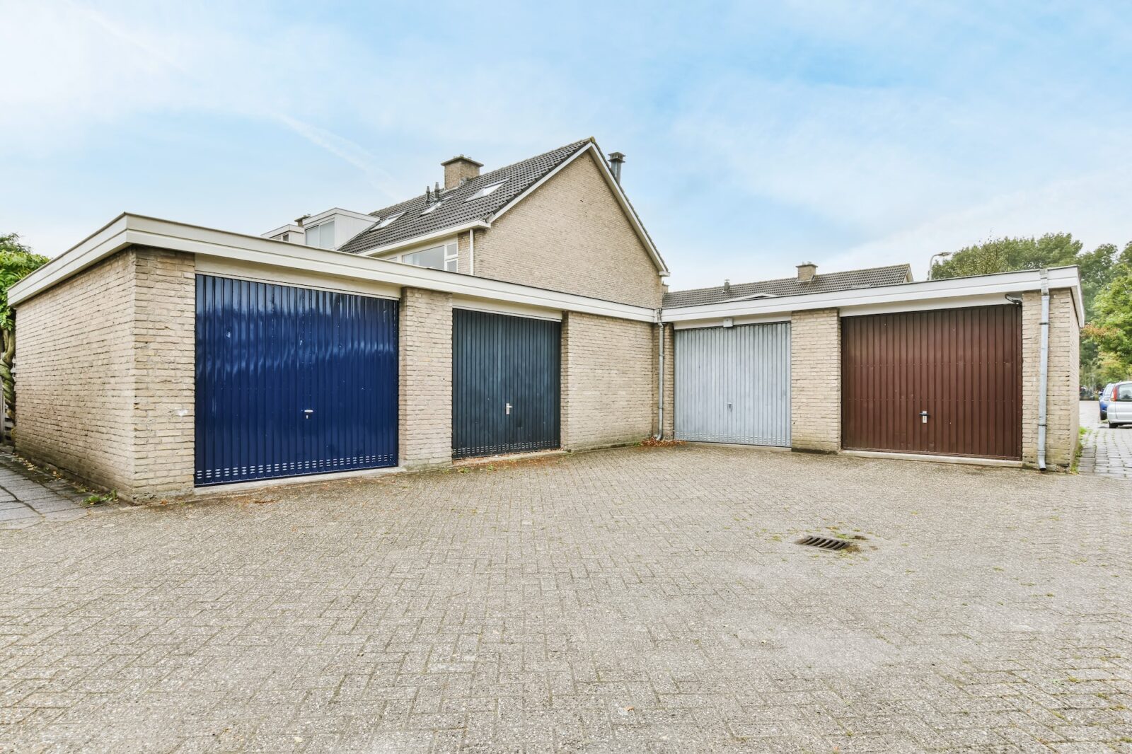 Lovely street with garages