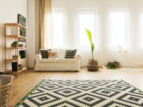 Modern home interior with hammock