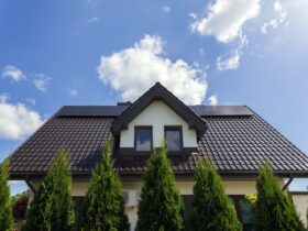 Photovoltaic panels on the house roof