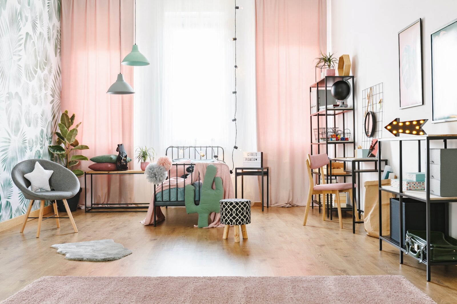 Pink girl room interior