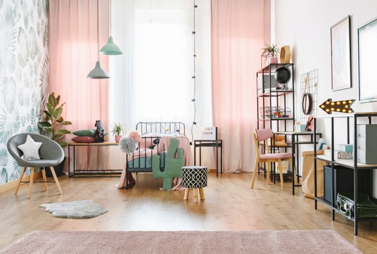 Pink girl room interior