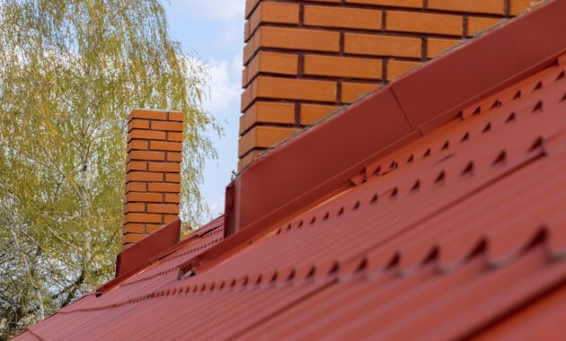 Roof housetop with red roofing tiles