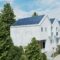 Solar panels on the roof of the modern house