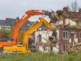 Two Demolition cranes at work