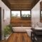 3D rendering contemporary wood bathroom with plants
