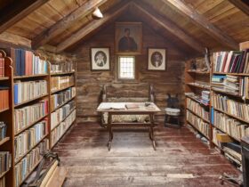 Antique Wooden Living Room With Library In Faroe I 2022 06 18 00 59 10 Utc