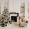 Christmas tree in the home Christmas interior.Decorated Christmas photo zone