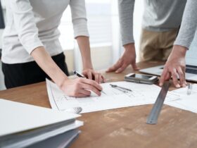 Japanese architects at a casual office meeting