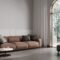 Modern beige interior with modern furniture, 3d render