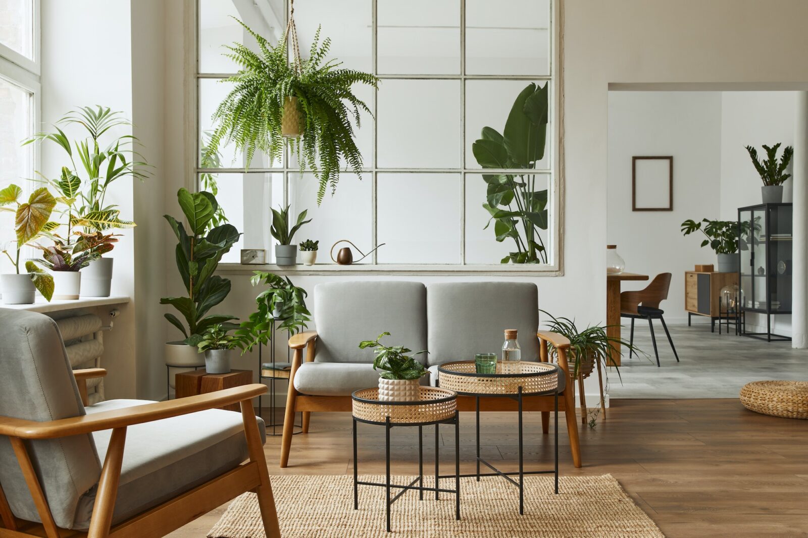 Modern scandinavian interior of living room