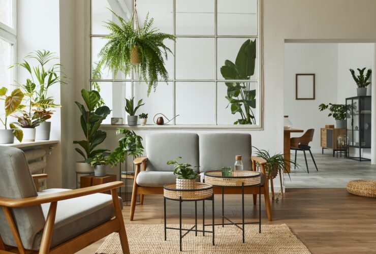 Modern scandinavian interior of living room