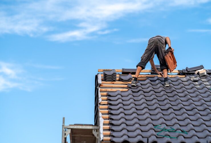 New Roof Of A Family House A Worker Builds A Roof 2023 09 12 18 14 16 Utc