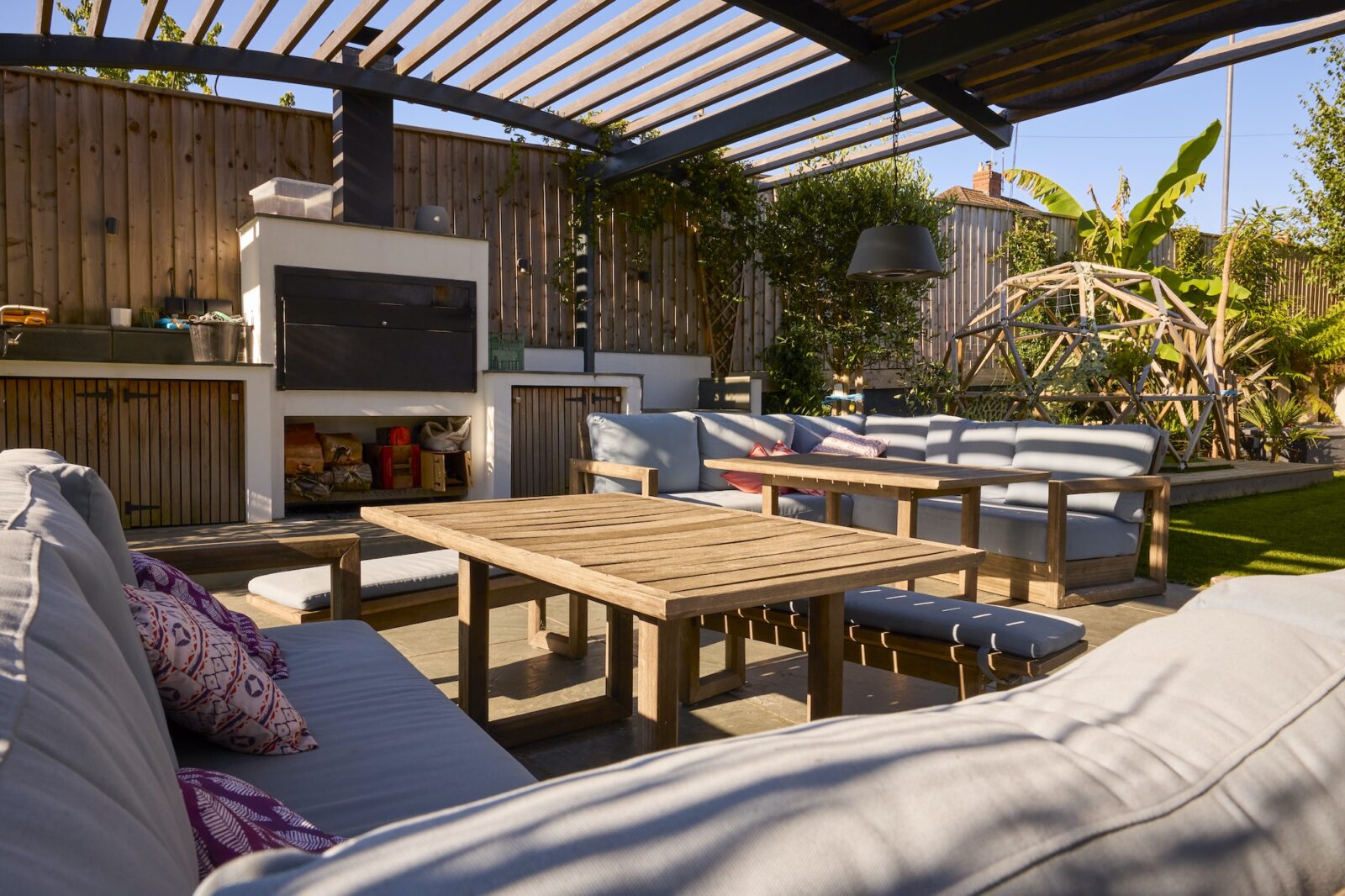 Outdoor Seating Area And Garden Of Modern House