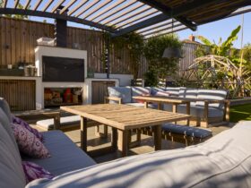 Outdoor Seating Area And Garden Of Modern House