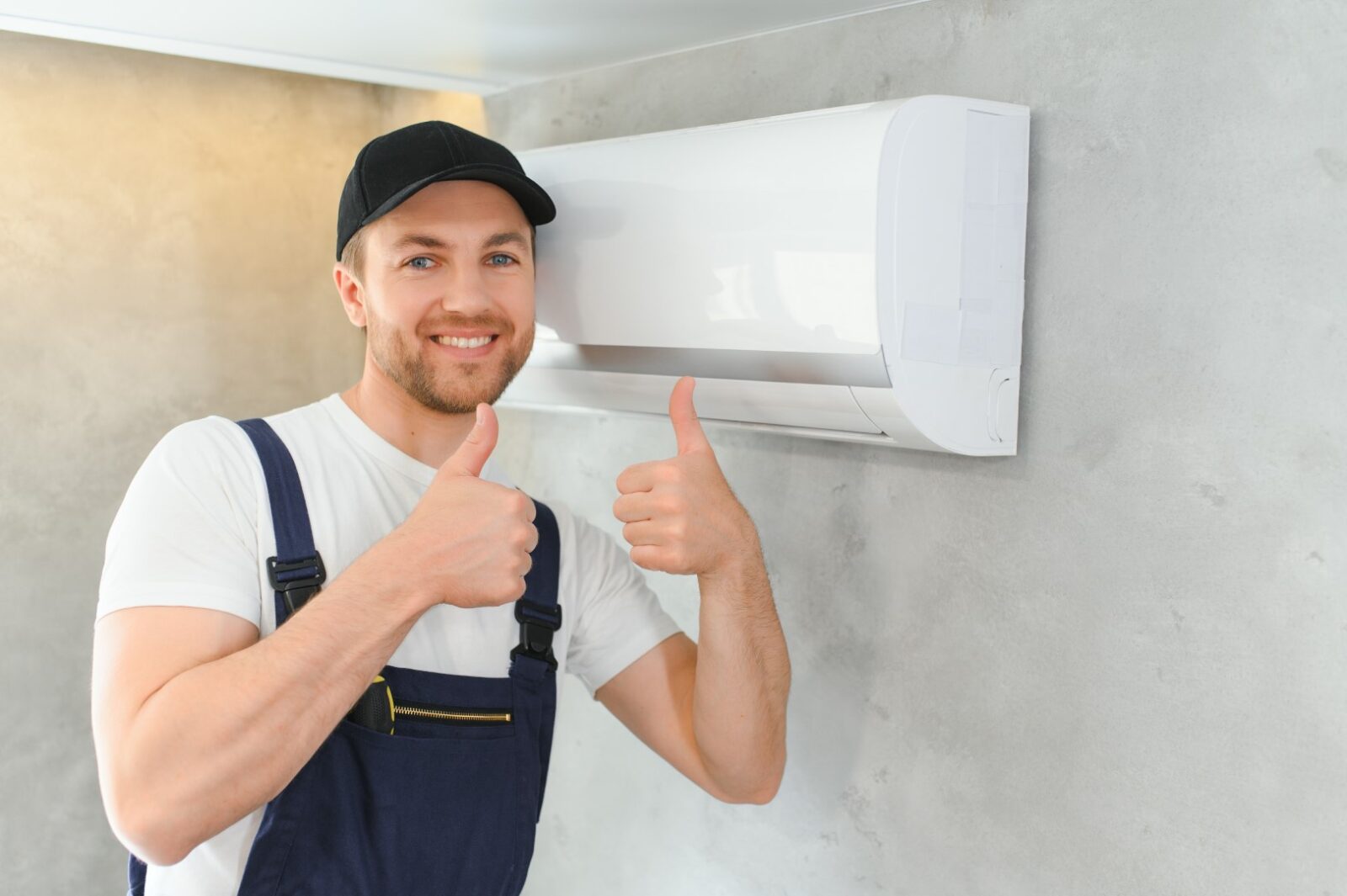 Smiling Young Male Electrician Repair Conditioner 2023 09 19 00 30 14 Utc