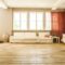 Spacious living room with wooden floor