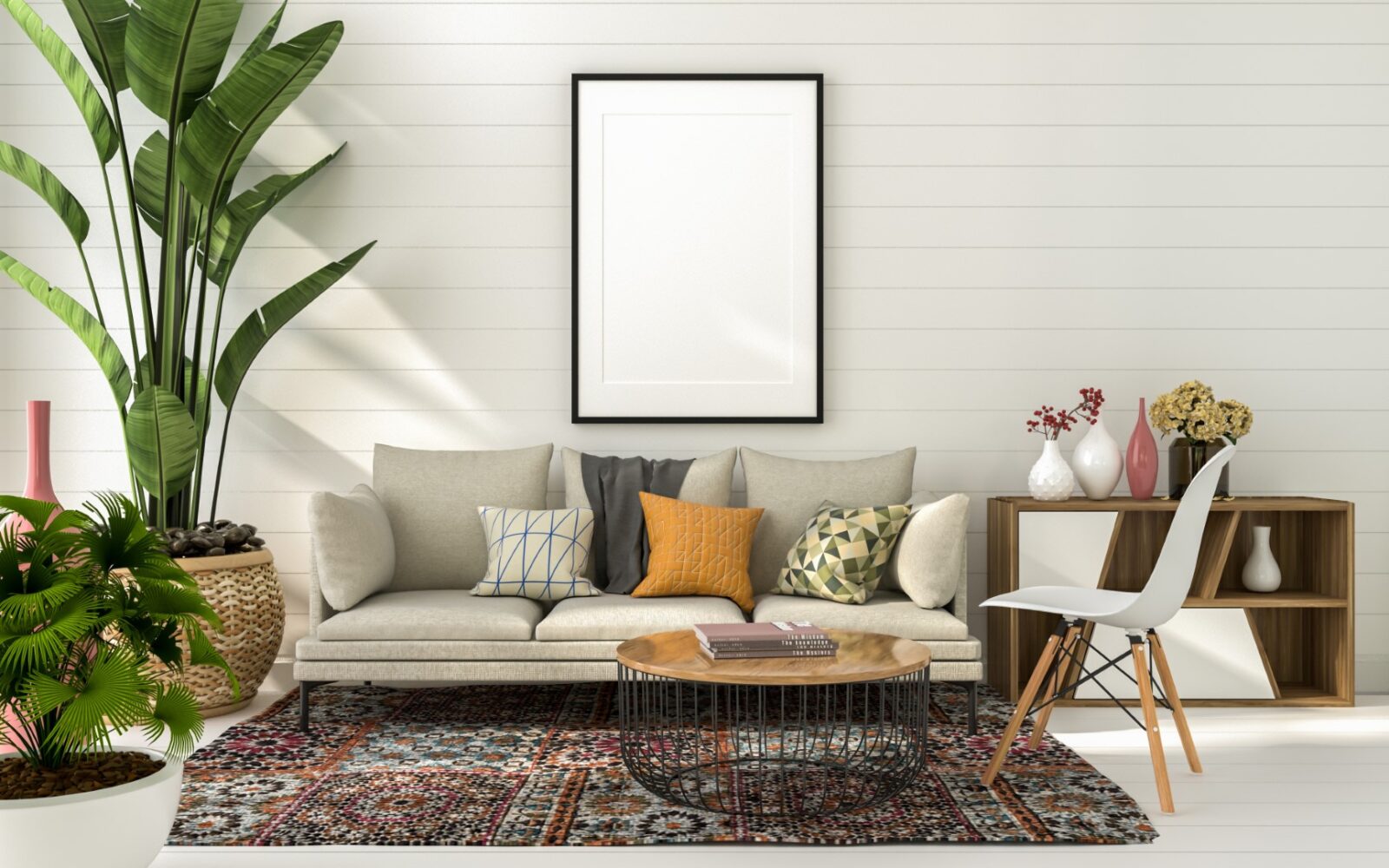 3d Illustration Mockup Photo Frame In Living Room 2022 01 18 23 55 07 Utc