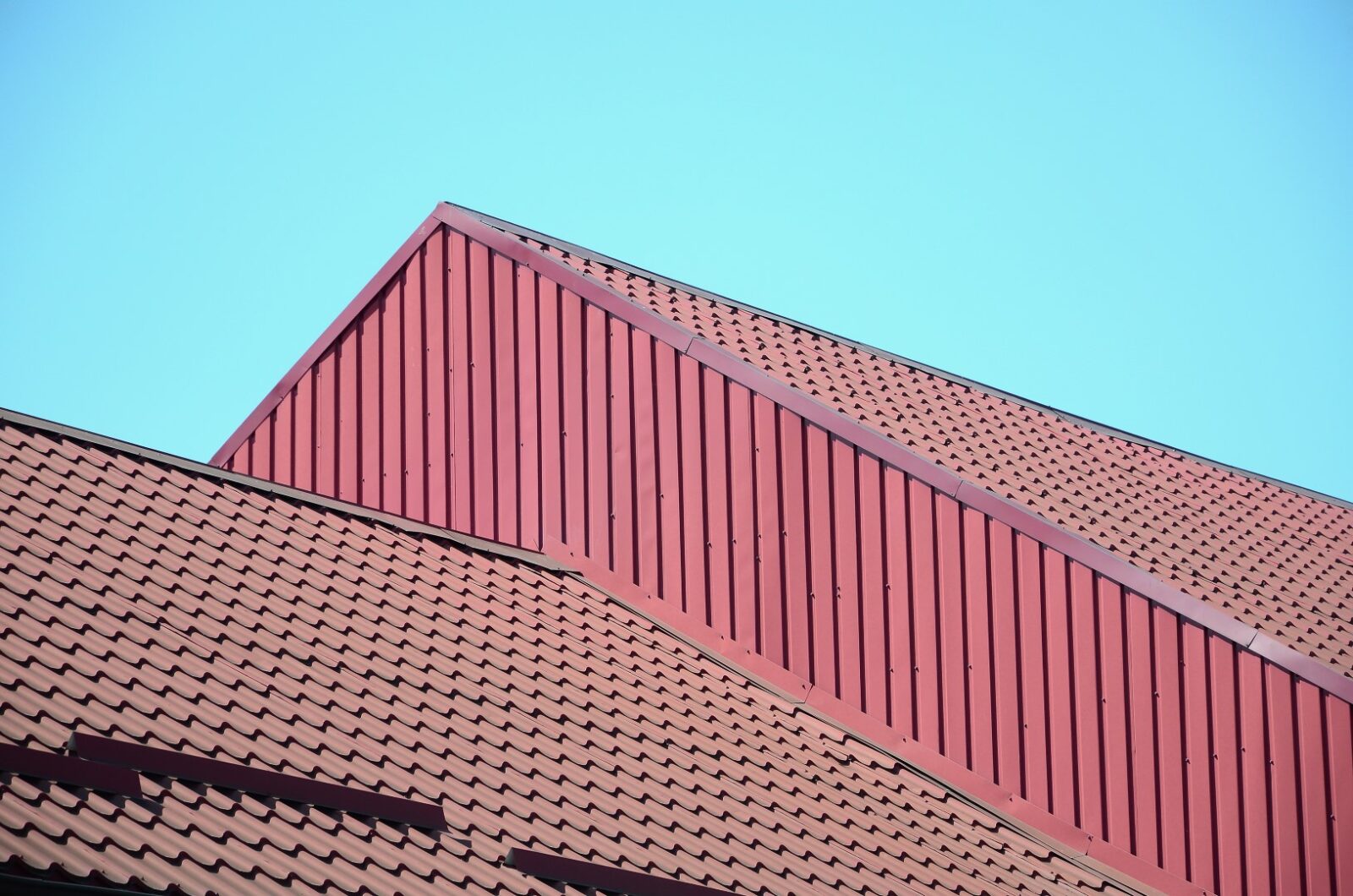 A Fragment Of A Roof From A Metal Tile Of Dark Red 2022 11 12 14 58 00 Utc