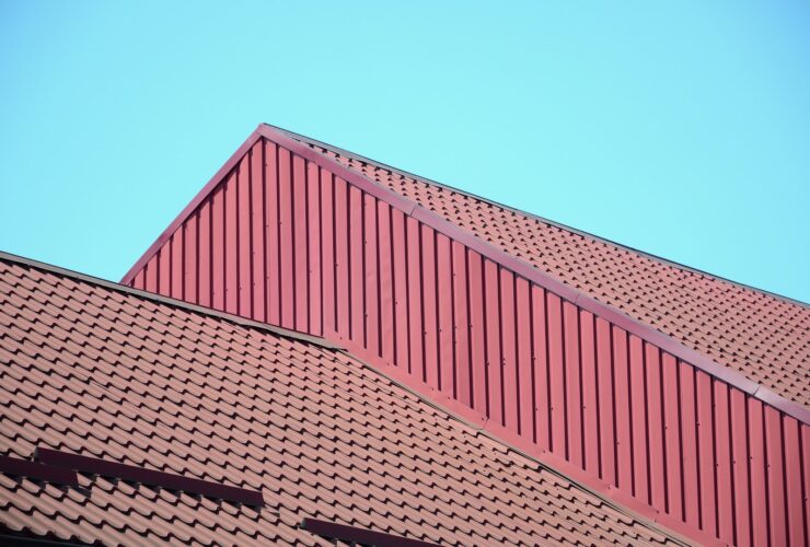 A Fragment Of A Roof From A Metal Tile Of Dark Red 2022 11 12 14 58 00 Utc