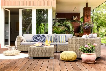 Beige Garden Furniture On Terrace