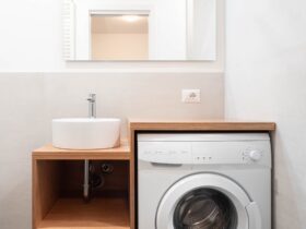Modern Laundry Room With Washing Machine Small Ba 2023 01 04 00 43 56 Utc