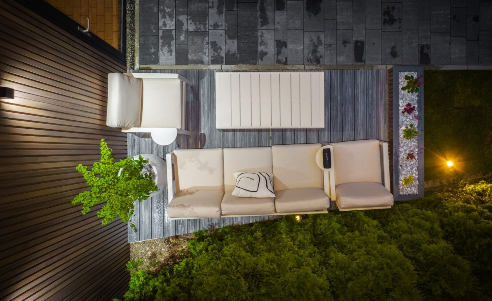 Top View Of Cozy Modern Patio In The Evening 2023 06 21 22 12 47 Utc