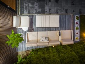 Top View Of Cozy Modern Patio In The Evening 2023 06 21 22 12 47 Utc