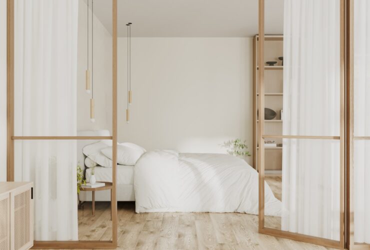 Bright Bedroom Interior With Glass And Wooden Part 2023 09 11 19 32 45 Utc