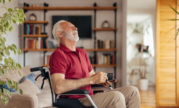 Mature Man In A Wheelchair Holding Cup Of Coffee 2022 12 15 06 35 13 Utc