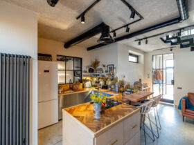 Stylish House Living Room And Kitchen Interior In Mixed Style