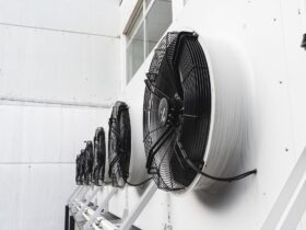 Air conditioner units (HVAC) attached to an industrial building