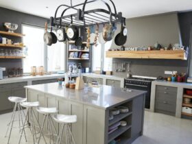 Kitchen Area Of Modern Home Interior With Island And Appliances