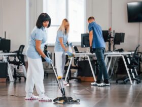Woman Uses Vacuum Cleaner Group Of Workers Clean 2023 11 27 05 03 49 Utc