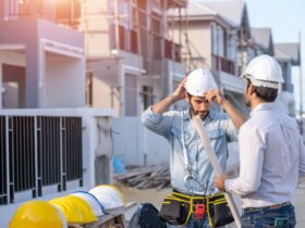 Architect Foreman And Worker Discussing In Buildin 2023 11 27 05 17 59 Utc