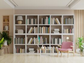 Library In The Living Room With Pink Armchair On E 2023 11 27 05 08 31 Utc