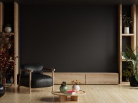 Tv Room Interior With Black Leather Armchair On Em 2023 11 27 04 57 26 Utc