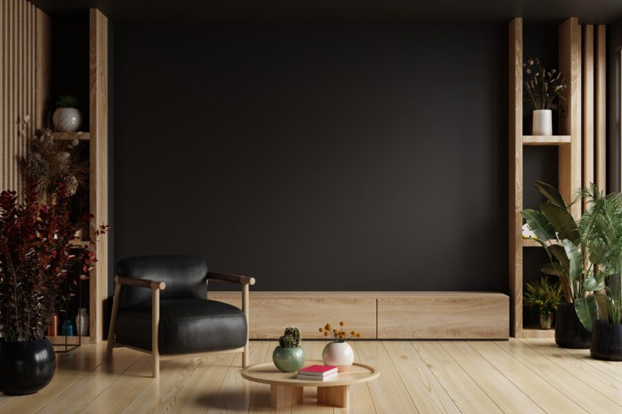Tv Room Interior With Black Leather Armchair On Em 2023 11 27 04 57 26 Utc