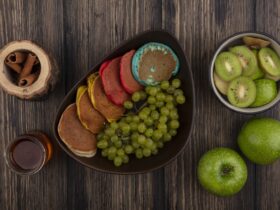 Top View Green Grapes With Pancakes In A Bowl And 2023 11 27 05 07 56 Utc