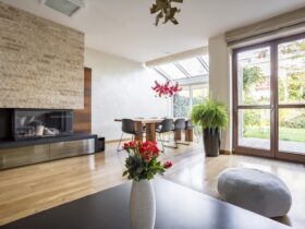 Stylish Interior With Fireplace And Table 2023 11 27 05 20 38 Utc