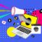 Contemporary,Art,Collage.,Halftone,Collage,With,A,Laptop,And,A